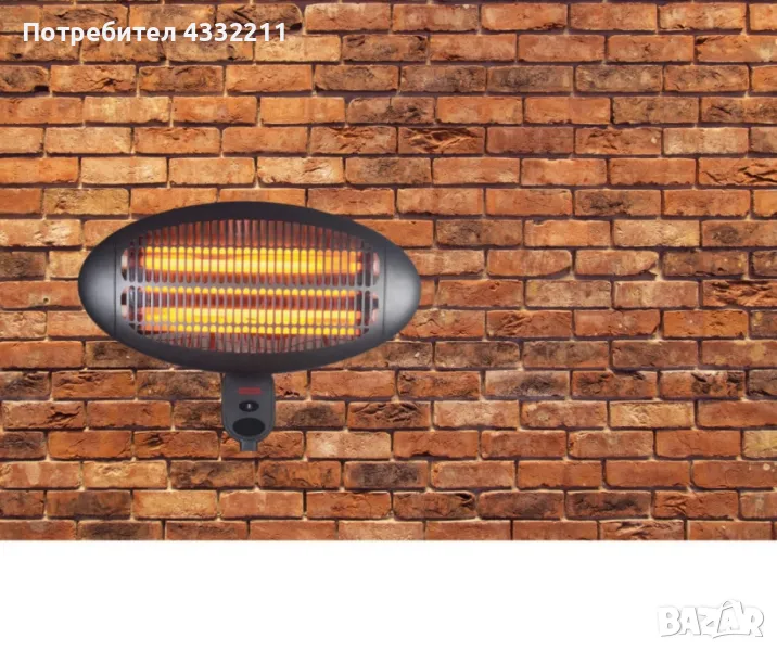 Кварцова печка, 2000W, инфрачервена, стенна, снимка 1