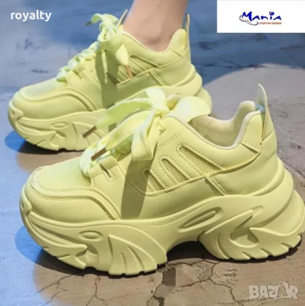 Олекотени дамски маратонки в тревисто зелено, снимка 1