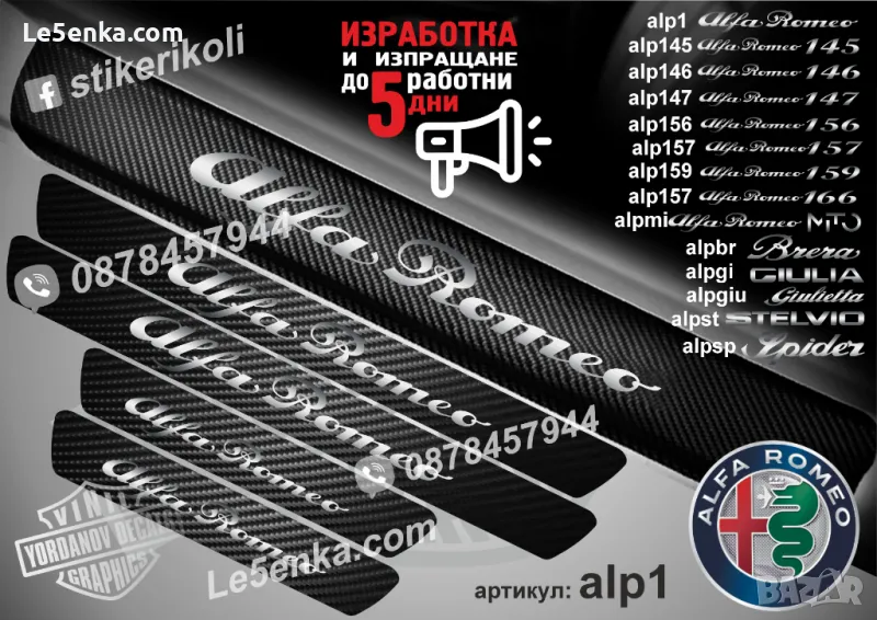 ПРАГОВЕ карбон Alfa Romeo фолио стикери alp1, снимка 1