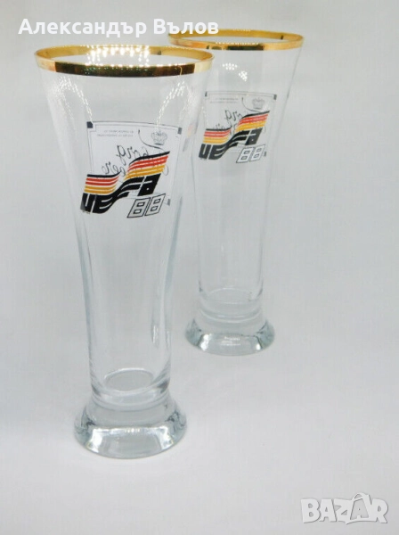 Стари Рекламни Чаши Турборг УЕФА 1988 Финал Фубол Бира, снимка 1