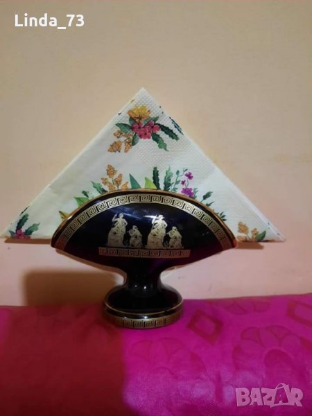 Порцеланов салфетник с гръцки мотиви. Ръчна изработка., снимка 1