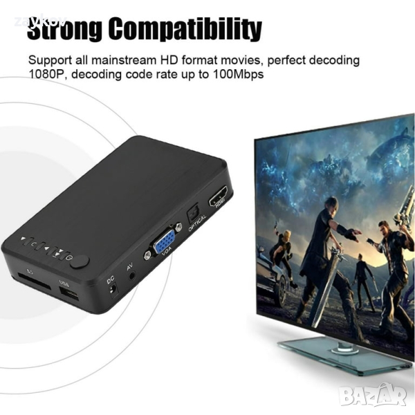 HDMI 1080P HD аудио и видео мултимедиен плейър с IR дистанционно управление, снимка 1