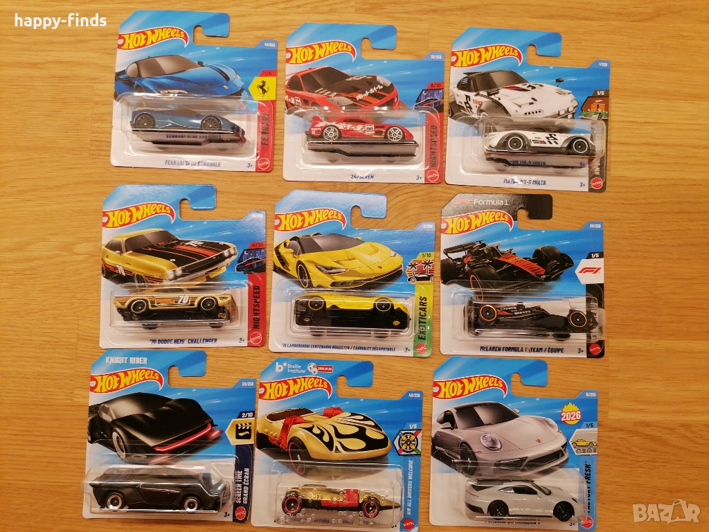 Hot Wheels – Ferrari SF90, McLaren F1, Lambo Centenario, K.I.. Knight Rider / Screen Time, Braille I, снимка 1