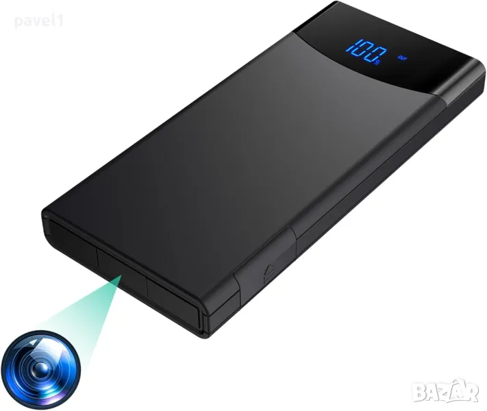 НОВА батерия + скрита камера HOIREG, 10000mAh батерия + 64GB SD карта HD 1080P, детекция на движение, снимка 1