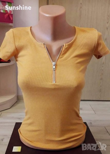 дамска жълта блузка с къс ръкав, снимка 1