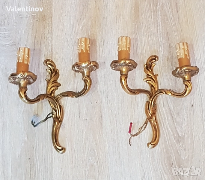 Чифт старинни бронзови аплици в стил Луи 15, снимка 1