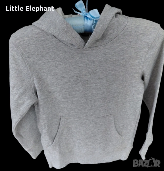Суитчер с качулка без цип светло сив за 7-8 год момченце plein,Англия/нов, снимка 1