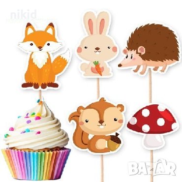 10 бр Горски животни топери клечки за мъфини декор украса, снимка 1