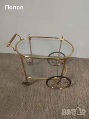 Златна месингова количка стил арт Деко, снимка 5 - Други - 48169208