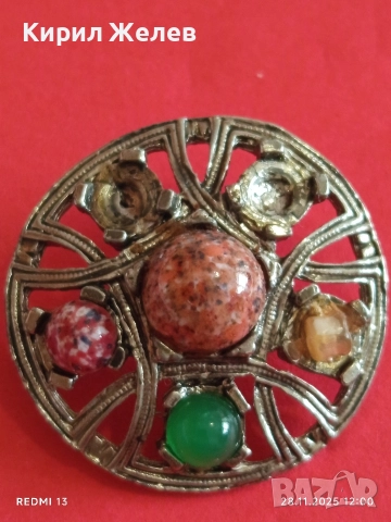 Винтидж Келтска брошка с имитация на АХАТ Miracle 43926, снимка 2 - Други - 52571716