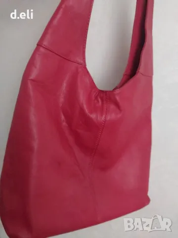 Genuinе Leather 🇮🇹 100% Кожа Италианска червена чанта, снимка 2 - Чанти - 48741024
