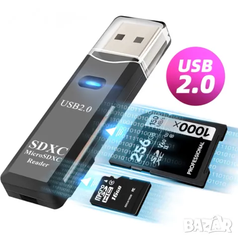 Високоскоростен 2в1 Micro SD/TF четец за карти памет, снимка 1 - Карти памет - 47979208