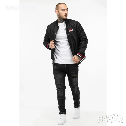 Оригинално мъжко яке LONSDALE бомбър XL – черно, ново, с етикети, снимка 5 - Якета - 51941394