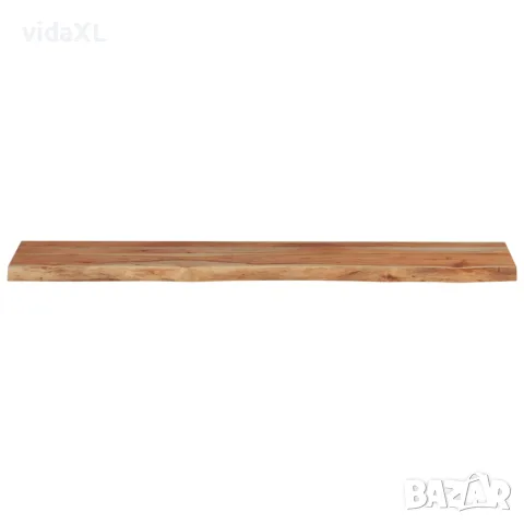vidaXL Стенен рафт, 120x20x2,5 см, правоъгълен, масив акация, жив ръб, снимка 4 - Етажерки - 56147318
