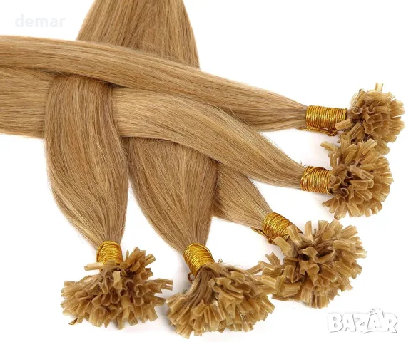 40 см човешка коса екстеншъни U-tip с кератин – 100% Remy, 0.5g x 200 нишки, 100g (прави) Pre Bonded, снимка 5 - Продукти за коса - 55777214