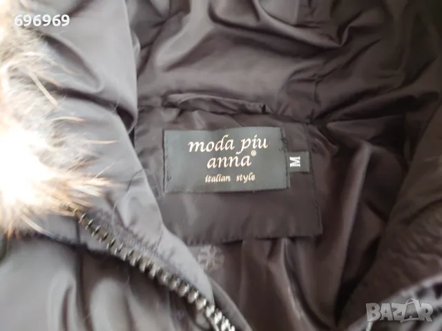 Черно късо зимно яке с естествен пух, снимка 3 - Якета - 48002026