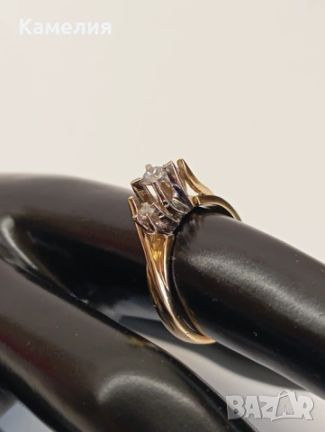 Златен пръстен с брилианти , снимка 3 - Пръстени - 54204934