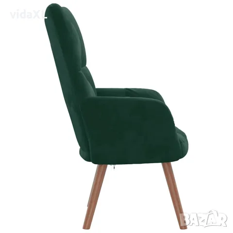 vidaXL Релакс стол, тъмнозелен, кадифе, снимка 4 - Дивани и мека мебел - 56146849