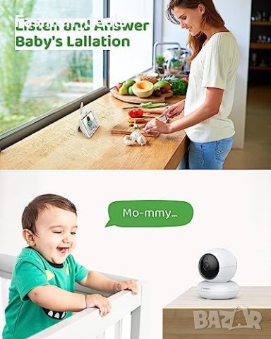Нов WiFi бебешки монитор с вътрешна камера 1080P HD 5000mAh Бебефон, снимка 8 - Бебефони - 42350486