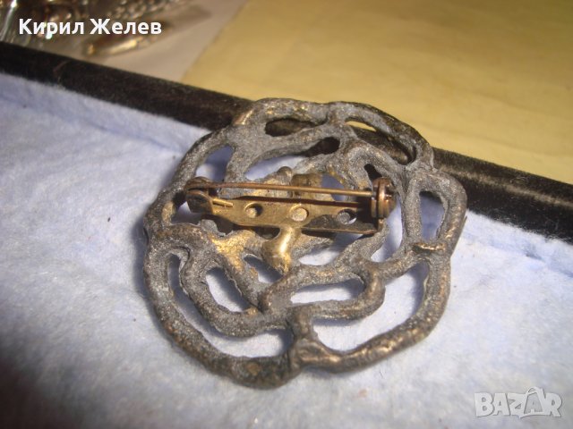 СТАРА АЖУРНА ФЛОРАЛНА ВИНТИДЖ КРИСТАЛНА МЕТАЛНА БРОШКА 14371, снимка 3 - Други - 37793427
