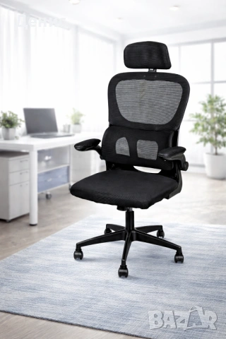 Ергономичен офис стол с регулируема седалка и облегалка, снимка 3 - Столове - 54184515