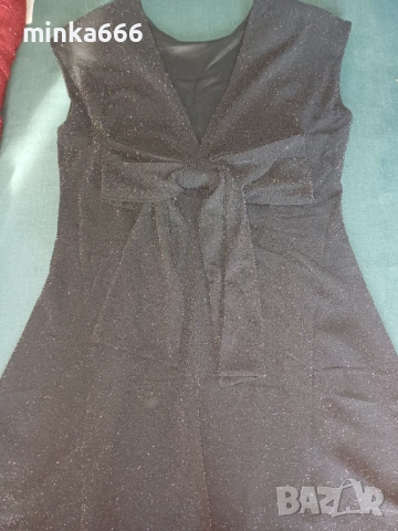 Черна рокля със сребристо., снимка 5 - Рокли - 52637891