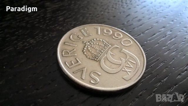 Mонета - Швеция - 5 крони | 1990г.