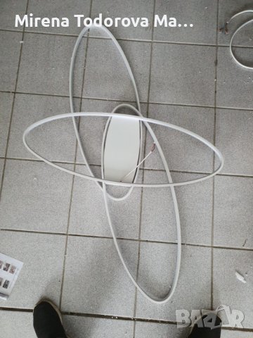 Двойни пръстени Бяла LED лампа за таван с дистанционно, снимка 4 - Лампи за таван - 36601466