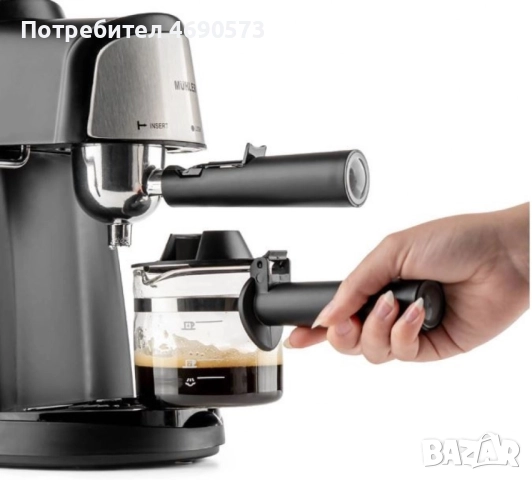 Комплект еспресо машина MUHLER MCM-33 + 2 стъклени чаши Luigi Ferrero Caffeina 80ml, снимка 5 - Кафемашини - 52884091