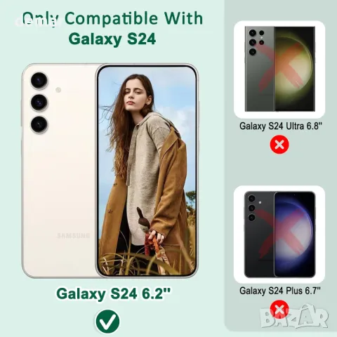 Калъф-портфейл MONASAY за Samsung Galaxy S24 5G 6.2 инча, ярко розов, снимка 2 - Калъфи, кейсове - 50034260