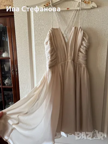 Разкошна ефирна елегантна парти коктейлна официална кукленска рокля цвят пудра , снимка 8 - Рокли - 47499715