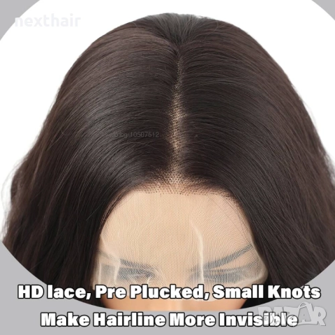 13×4 дантелена перука - 75 см едри вълни, тъмно кафява, премиум синтетика, снимка 5 - Аксесоари за коса - 52567439