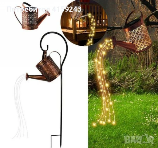 Декоративна соларна лампа със светлинни спринклери – ефект „водопад“, 60 LED, топла бяла светлина, снимка 4 - Соларни лампи - 50773878