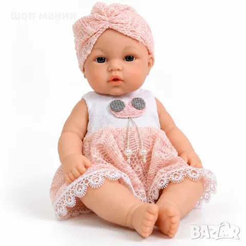 Говореща кукла бебе Baby Babble с реалистичен дизайн, розова дантелена рокличка и шапчица