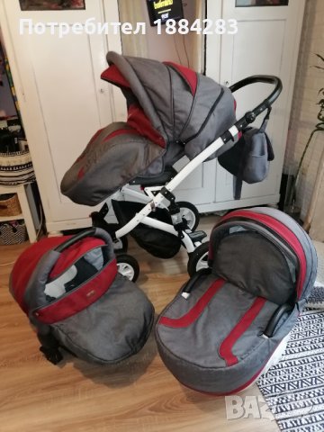 Комбинирана бебешка количка 3в1 Lorelli Mia, Red and Black