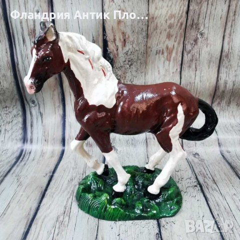 Чугунена пластика - Кон , снимка 2 - Статуетки - 42905350