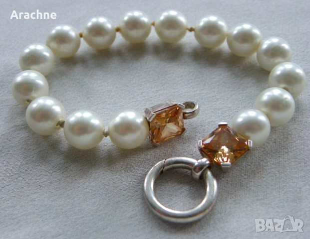 Гривна от Thomas Sabo - сребро, цитрини и перли, снимка 3 - Гривни - 37410840