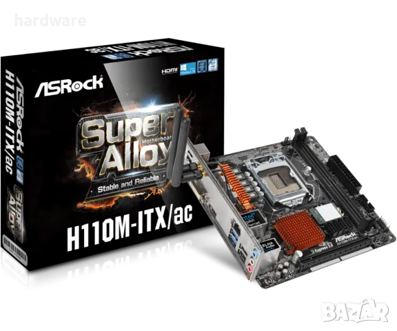 дънна платка asrock H110M-ITX/ac socket 1151, снимка 1 - Дънни платки - 17706512