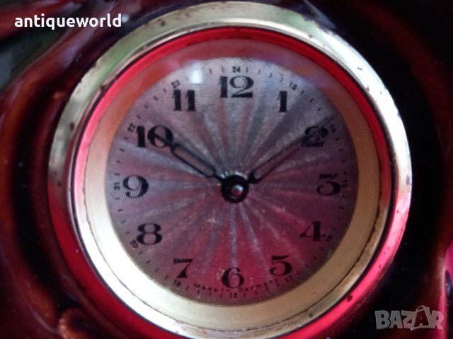 Стар Немски Порцеланов Настолен Каминен Часовник ЛЪВ, снимка 2 - Антикварни и старинни предмети - 44413387