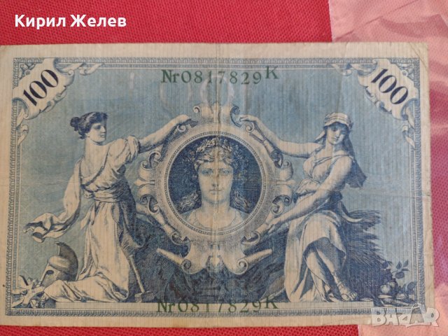 Райх банкнота 100 марки 1908г. Германия рядка за колекционери 28297, снимка 10 - Нумизматика и бонистика - 37143543
