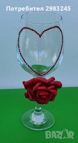 Декорирана чаша със сърце и роза, снимка 4 - Декорация за дома - 37415644
