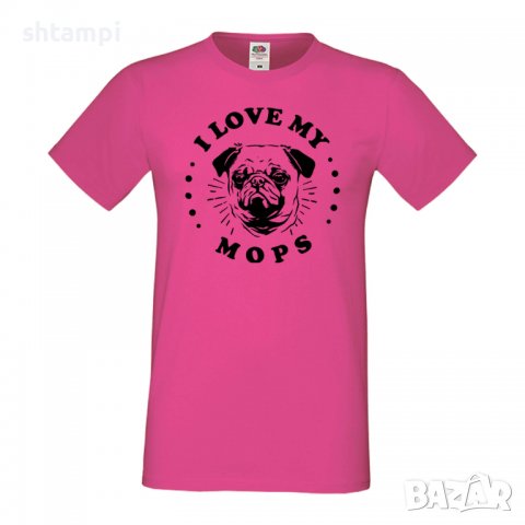Мъжка тениска I Love My Mops Dog,Куче, животно,подарък,изненада
