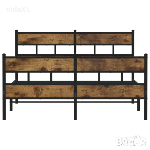vidaXL Метална рамка за легло, без матрак, опушен дъб, 160x200 см, снимка 4 - Спални и легла - 56147051