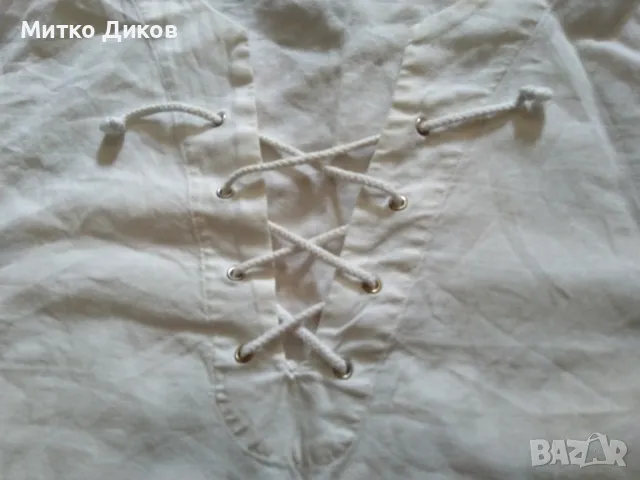 De Blasio маркова мъжка риза лен и памук нова винтидж стил с връзки размер Л, снимка 3 - Ризи - 49470871