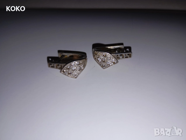 Сребърни Обеци с камъчета ,проба 925 
