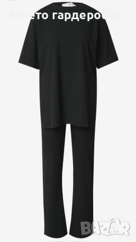 Нов черен комплект дълга блуза и панталон Размер М/Л