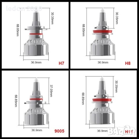 Лед Крушки 360° Н7 Н8 Н9 Н11 9005 9006 НВ3 НВ4, снимка 2 - Аксесоари и консумативи - 42572530