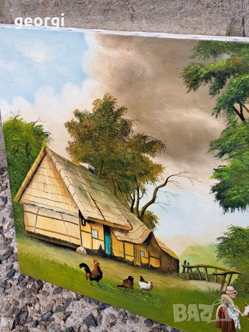 Авторска картина маслени бои върху платно селски пейзаж, снимка 9 - Картини - 54017474