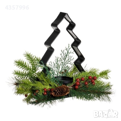 Коледен венец с поставка за свещ, Метал, Елха , снимка 2 - Декорация за дома - 52379172