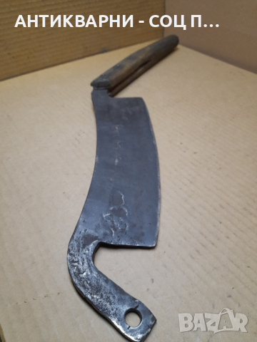 Голям Стар Ръчно Кован Нож За Сено , снимка 7 - Антикварни и старинни предмети - 44809156